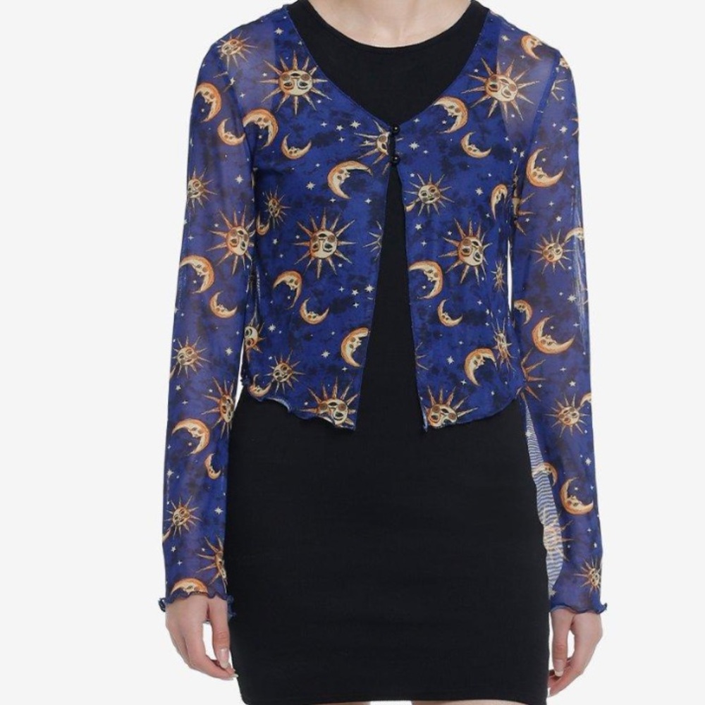 Cosmic Aura Blue Celestial‎ Crop Shrug Hot Topic Witchy